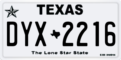 TX license plate DYX2216