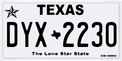 TX license plate DYX2230