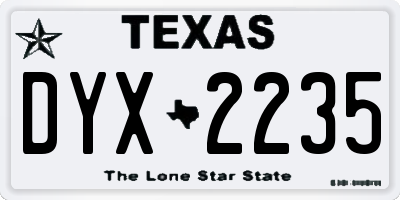 TX license plate DYX2235