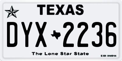 TX license plate DYX2236