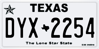 TX license plate DYX2254