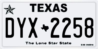 TX license plate DYX2258