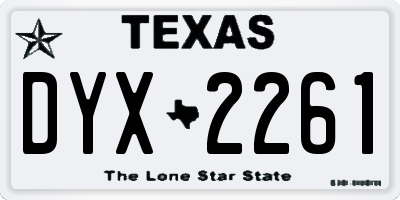 TX license plate DYX2261