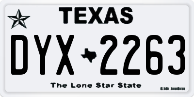 TX license plate DYX2263