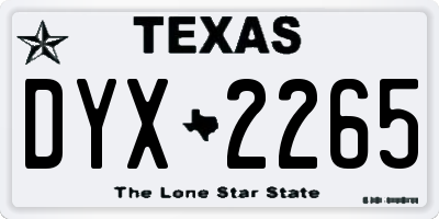 TX license plate DYX2265