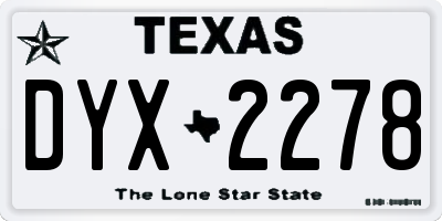 TX license plate DYX2278