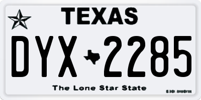 TX license plate DYX2285