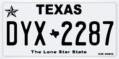 TX license plate DYX2287