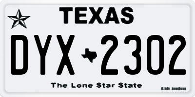 TX license plate DYX2302