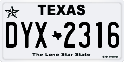 TX license plate DYX2316