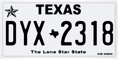 TX license plate DYX2318