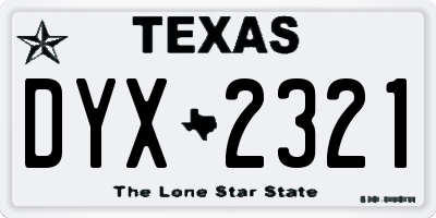 TX license plate DYX2321
