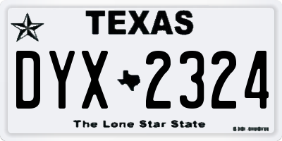 TX license plate DYX2324