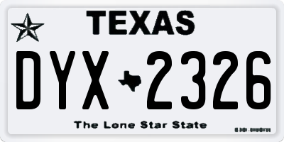 TX license plate DYX2326