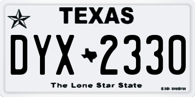 TX license plate DYX2330