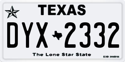 TX license plate DYX2332