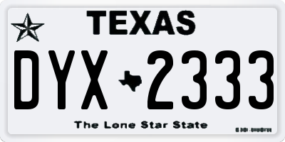 TX license plate DYX2333