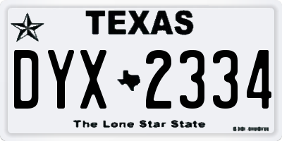 TX license plate DYX2334