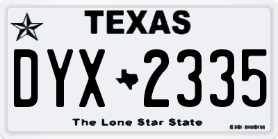 TX license plate DYX2335