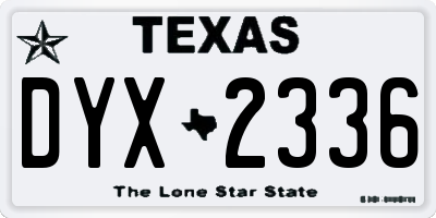 TX license plate DYX2336