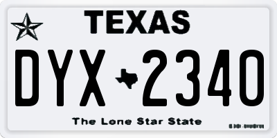 TX license plate DYX2340