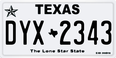 TX license plate DYX2343