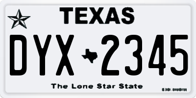 TX license plate DYX2345