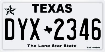 TX license plate DYX2346