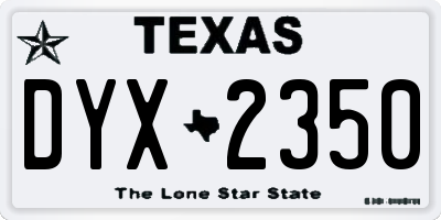 TX license plate DYX2350