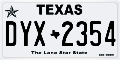 TX license plate DYX2354