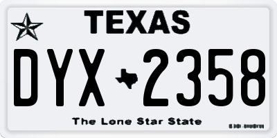 TX license plate DYX2358