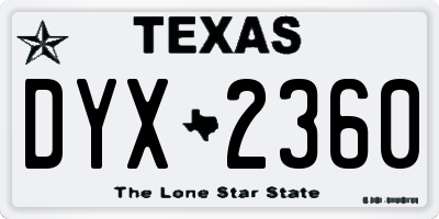 TX license plate DYX2360