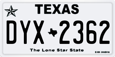 TX license plate DYX2362