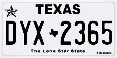 TX license plate DYX2365