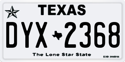 TX license plate DYX2368
