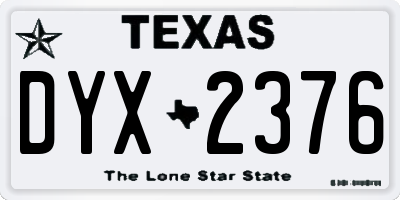 TX license plate DYX2376