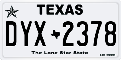 TX license plate DYX2378