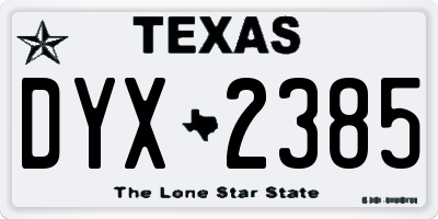 TX license plate DYX2385