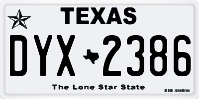 TX license plate DYX2386