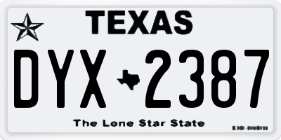TX license plate DYX2387