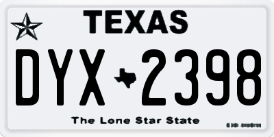 TX license plate DYX2398