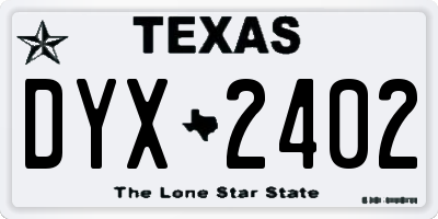 TX license plate DYX2402