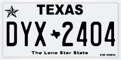 TX license plate DYX2404