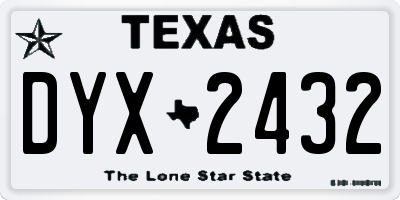 TX license plate DYX2432
