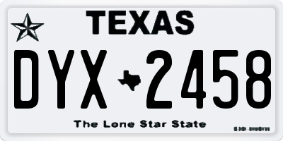 TX license plate DYX2458