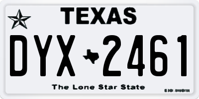 TX license plate DYX2461
