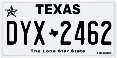 TX license plate DYX2462