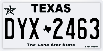 TX license plate DYX2463