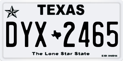 TX license plate DYX2465