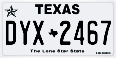 TX license plate DYX2467